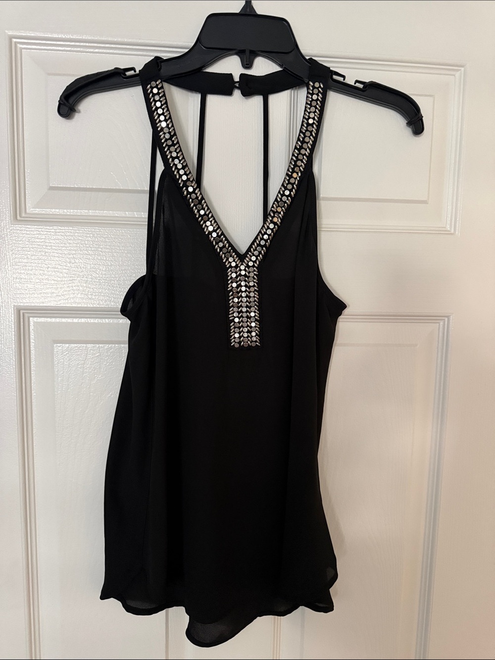 Black studded V-Neck Women’s halter Tank Top